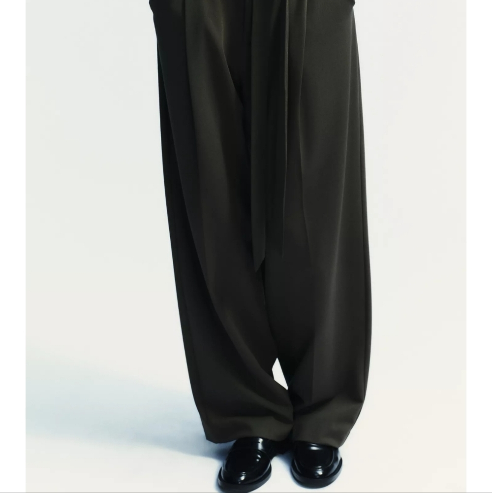Zara PLEATED BELTED PANTS